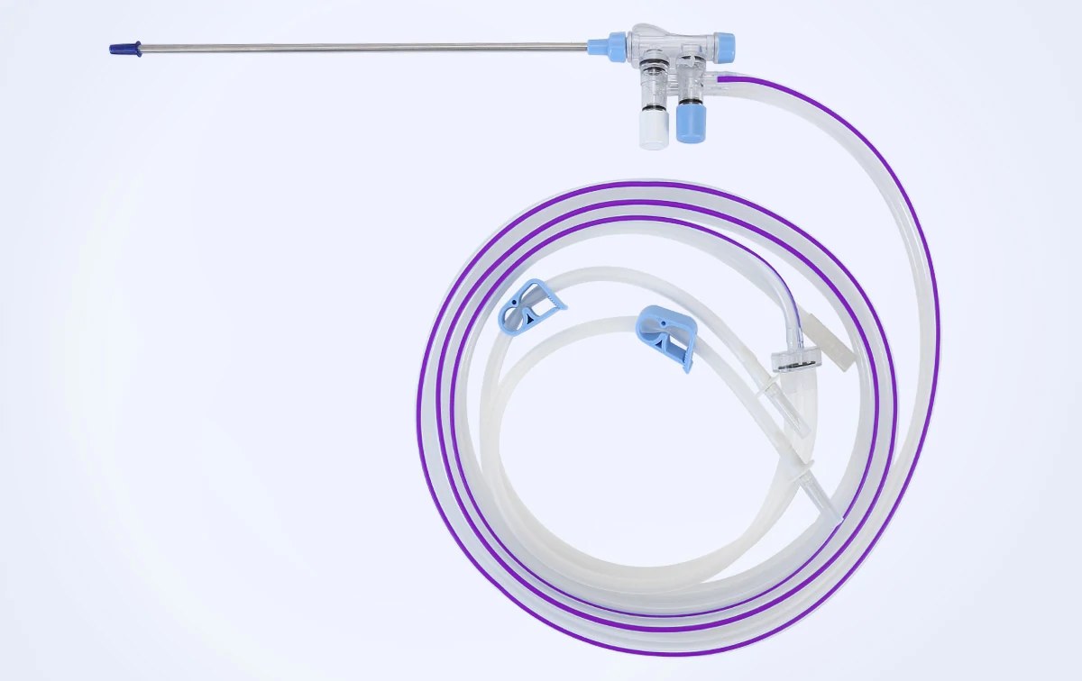 Sterile Suction & Irrigation Tube for Single Use has application in a variety of minimally invasive procedures to facilitate irrigation and fluid evacuation through a trocar sleeve.