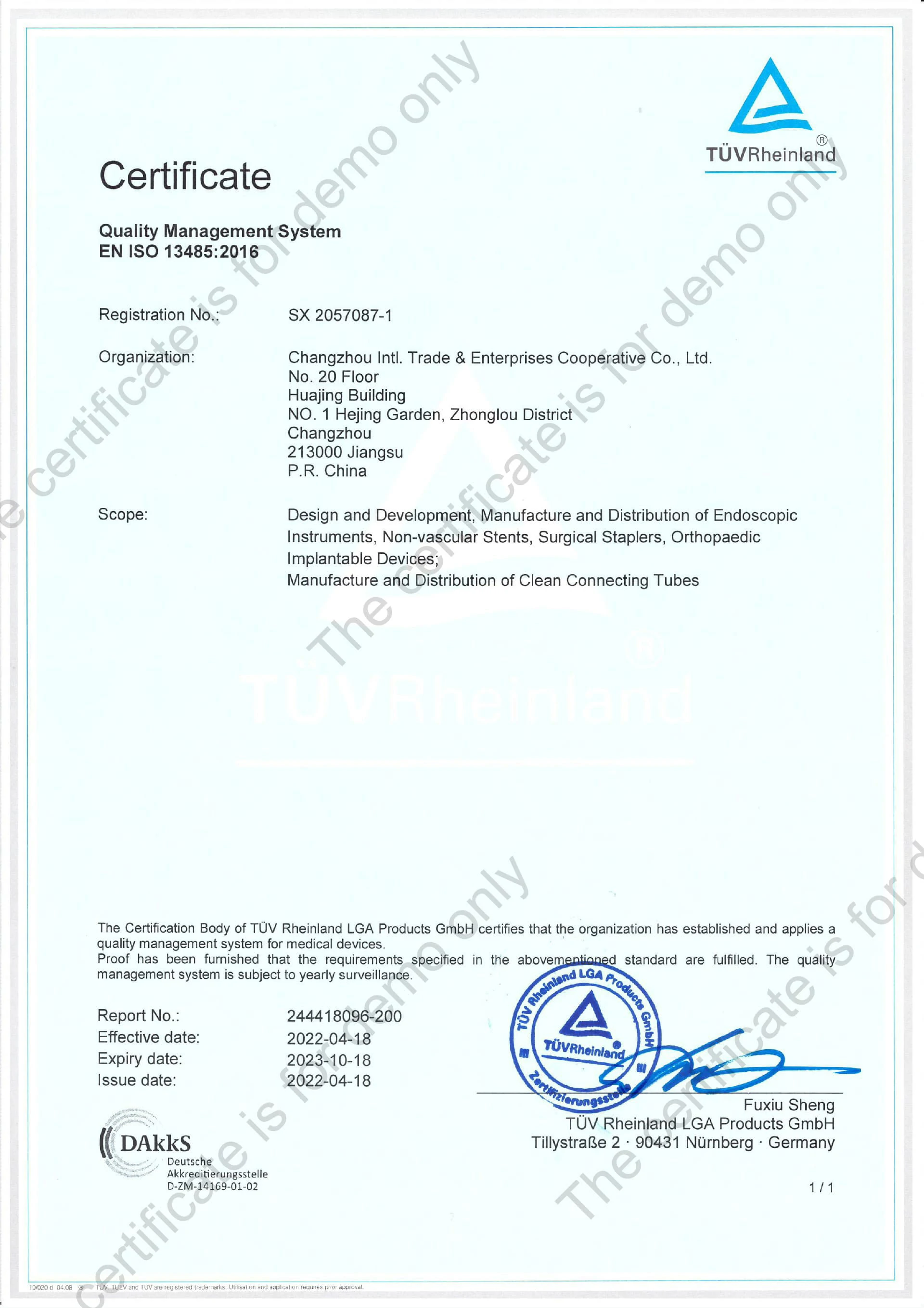 EN ISO13485:2016