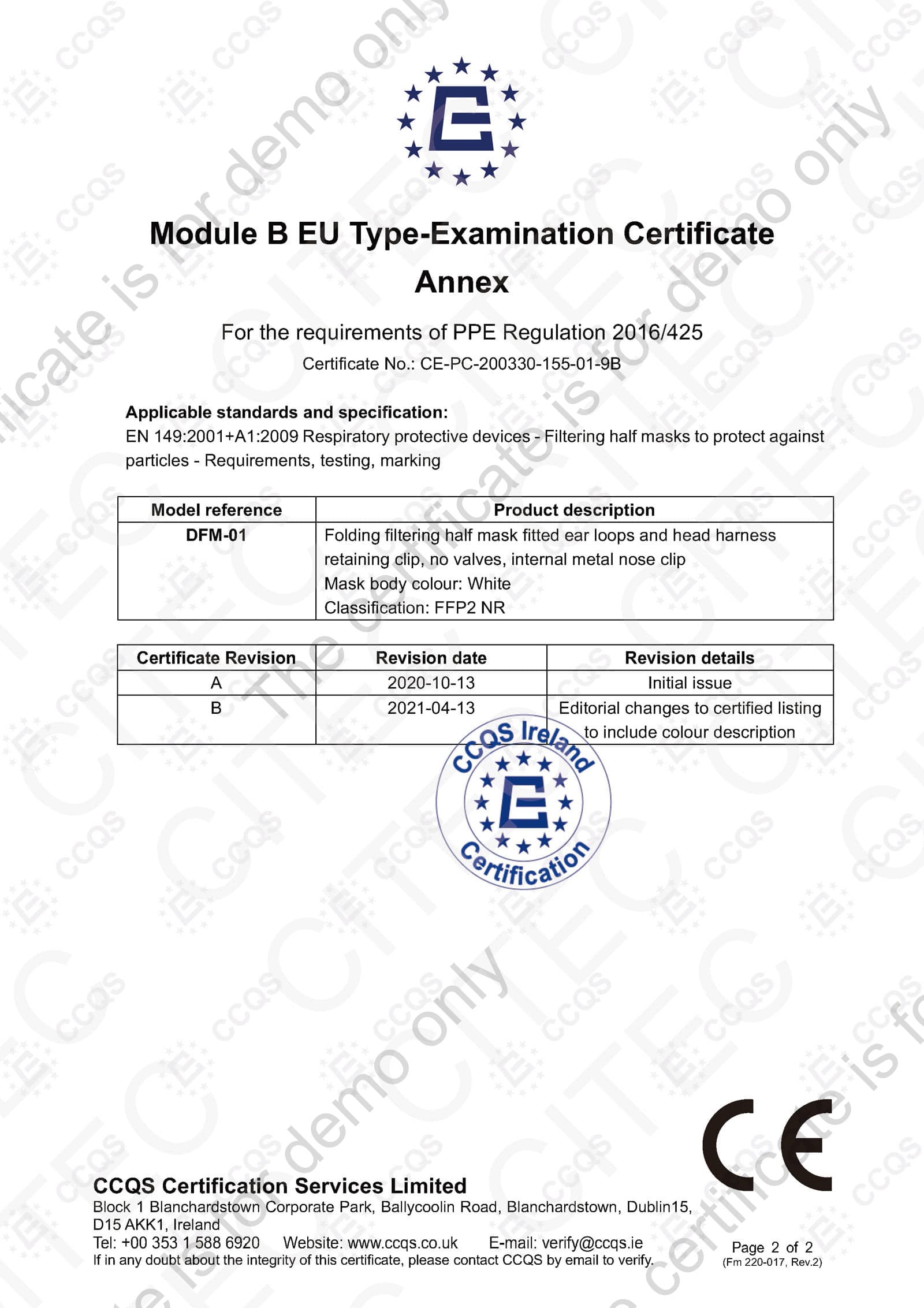 Module B EU Type-Examination Certificate