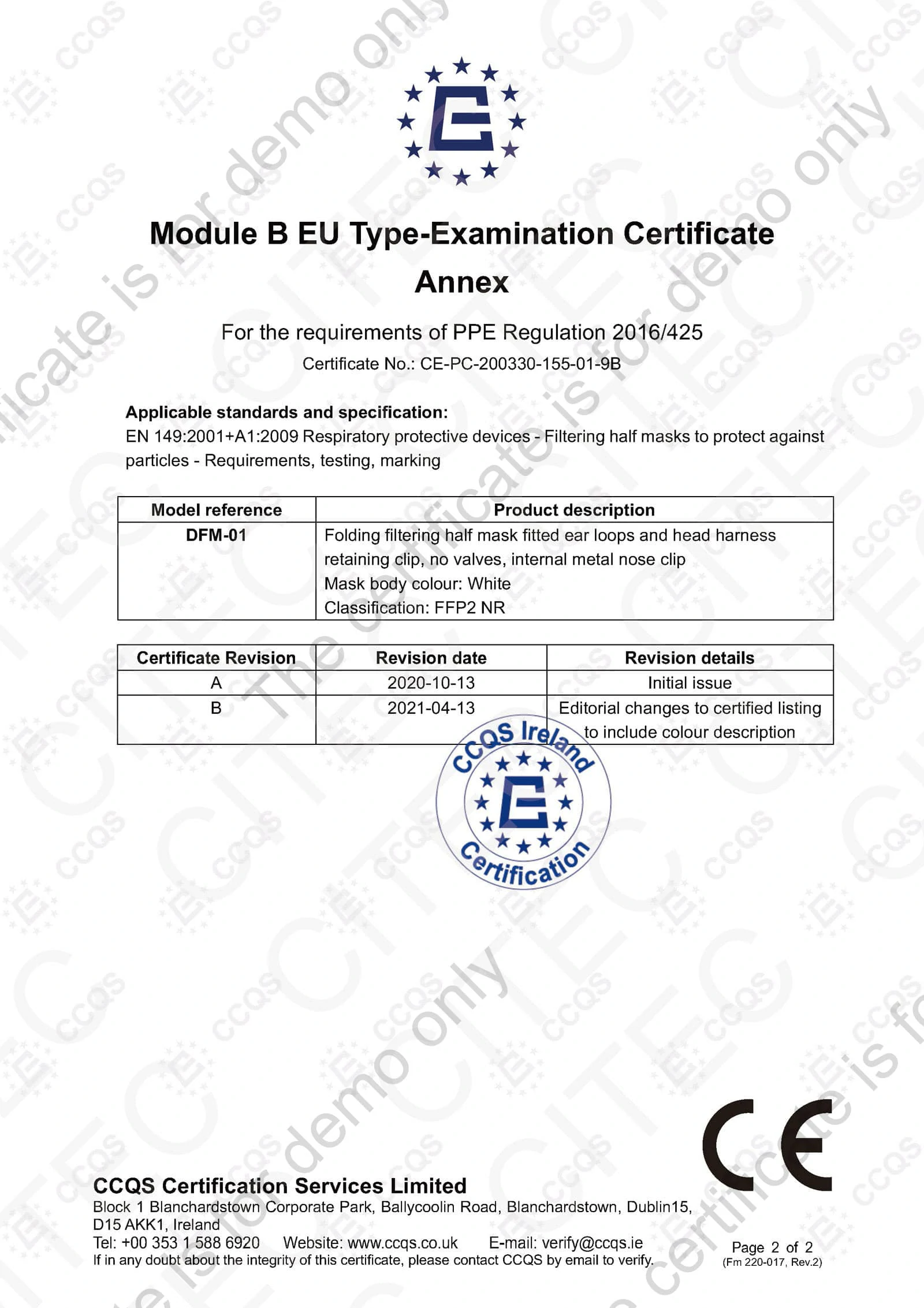 Module B EU Type-Examination Certificate
