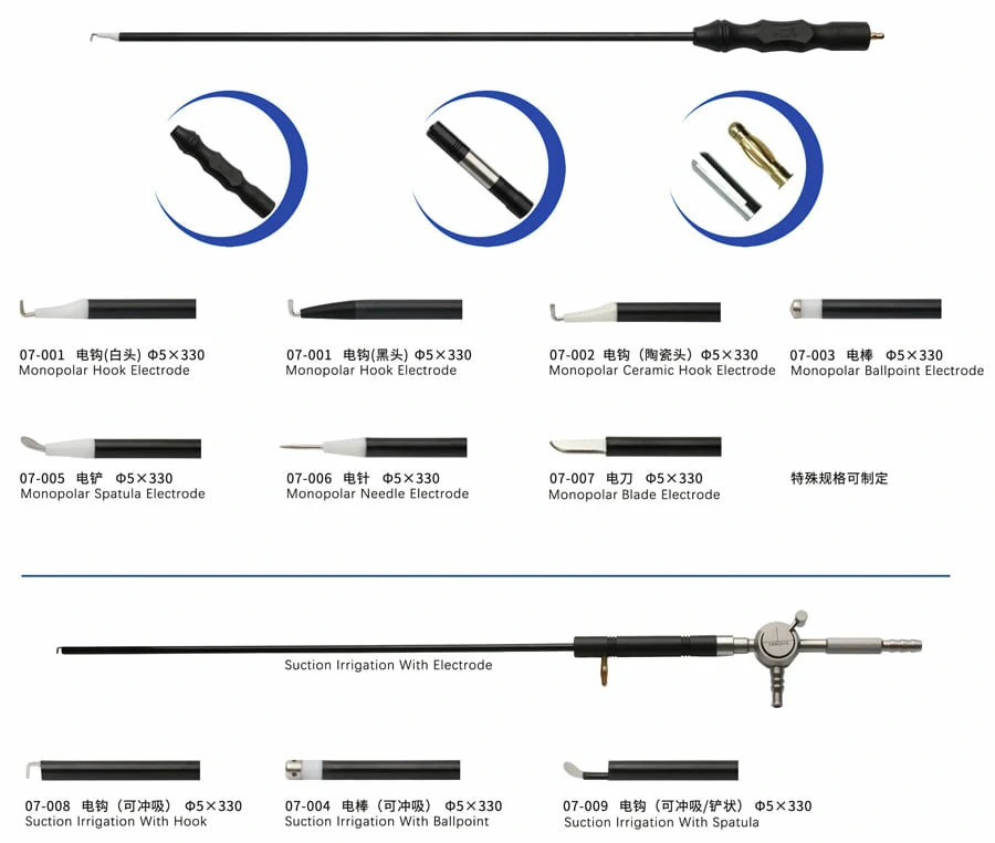 CITEC™ HF Endoscope Surgical Instruments(Monopolar Hook, Probe), Monopolar Hook Electrode, Monopolar Ceramic Hook Electrode, Monopolar Ballpoint Electrode, Monopolar Spatula Electrode, Monopolar Needle Electrode, Monopolar Blade Electrode, Suction lrrigation With Electrode, Suction Irrigation With Hook, Suction lrrigation With Ballpoint, Suction lrrigation With Spatula, General Surgery Instruments, Reusable Laparoscopic Instruments