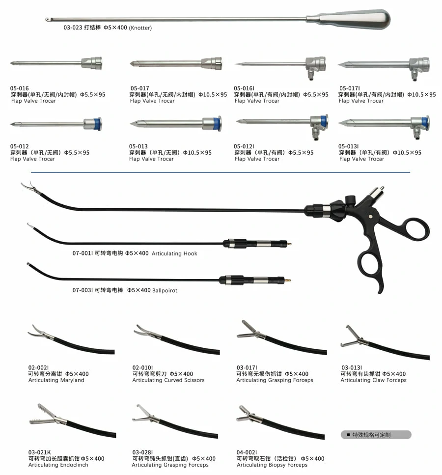 CITEC™ Laparoscopic Single Port Surgery Instruments, Reusable Laparoscopic Instruments, Maryland, Curved Scissors, Claw Forceps, Ataumatic Grasper Babcock Forceps, Biopsy Forceps, Allis Forceps, Flap Valve Trocar, Articulating Hook, Ballpoirot, Reusable Laparoscopic Instruments