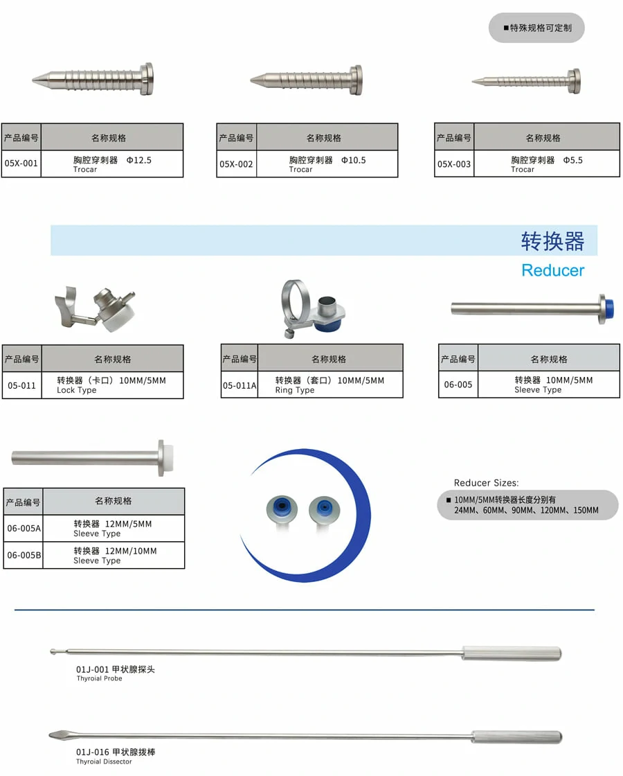 CITEC™ Thoracoscopic Trocars/Reducer/Thyroial Probe/Thyroial Dissector, Thoracoscopic Surgical Instruments , Reusable Laparoscopic Instruments